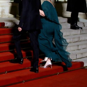 Le président de la République Emmanuel Macron, son épouse Brigitte Macron, le grand-duc Henri de Luxembourg et la grande-duchesse Maria Teresa de Luxembourg - Le grand-duc et la grande-duchesse de Luxembourg assistent au dîner d'Etat organisé au Palais de l'Elysée par le président de la République et la première dame à l'occasion d'une visite d'Etat en France à Paris, le 19 mars 2018. © Jacovides-Moreau/Bestimage