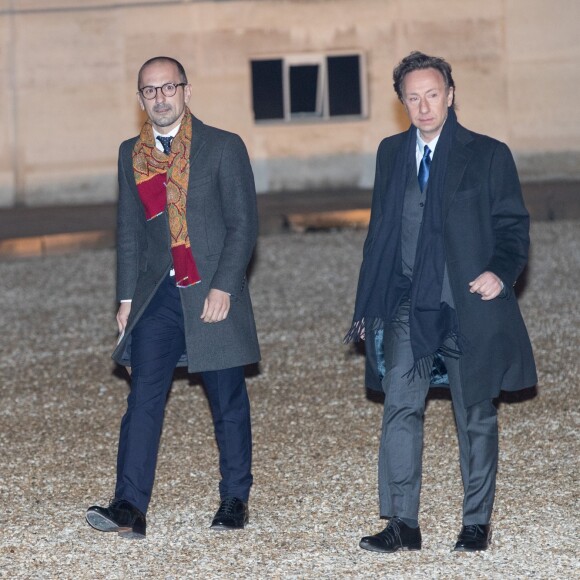 Stéphane Bern et son compagnon Lionel Bounoua - Le grand-duc et la grande-duchesse de Luxembourg assistent au dîner d'Etat organisé au Palais de l'Elysée par le président de la République et la première dame à l'occasion d'une visite d'Etat en France à Paris, le 19 mars 2018. © Jacovides-Moreau/Bestimage