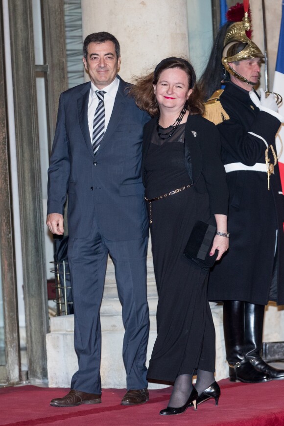 Nathalie Loiseau, ministre des Affaires Européennes et son mari Bertrand - Le grand-duc et la grande-duchesse de Luxembourg assistent au dîner d'Etat organisé au Palais de l'Elysée par le président de la République et la première dame à l'occasion d'une visite d'Etat en France à Paris, le 19 mars 2018. © Jacovides-Moreau/Bestimage