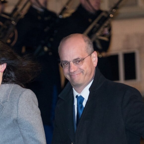 Jean-Michel Blanquer et sa compagne - Le grand-duc et la grande-duchesse de Luxembourg assistent au dîner d'Etat organisé au Palais de l'Elysée par le président de la République et la première dame à l'occasion d'une visite d'Etat en France à Paris, le 19 mars 2018. © Jacovides-Moreau/Bestimage