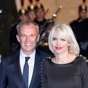 François de Rugy, président de l'Assemblée nationale et sa femme Séverine Servat, journaliste à Gala - Le grand-duc et la grande-duchesse de Luxembourg assistent au dîner d'Etat organisé au Palais de l'Elysée par le président de la République et la première dame à l'occasion d'une visite d'Etat en France à Paris, le 19 mars 2018. © Jacovides-Moreau/Bestimage