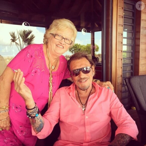 Elyette Boudou, alias Mamie Rock, avec Johnny Hallyday sur Instagram, le 8 août 2015.