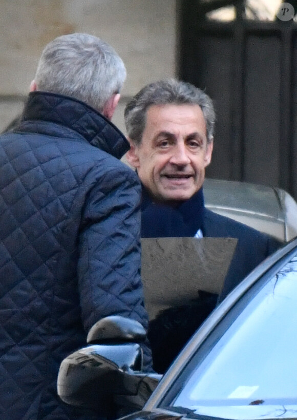 Semi-exclusif - L'avocat de Nicolas Sarkozy, Maître Thierry Herzog est venu le chercher à son domicile de Neuilly-sur-Seine pour l'emmener dans les locaux de la police judiciaire à Nanterre ou sa garde à vue a repris le 21 mars 2018.
