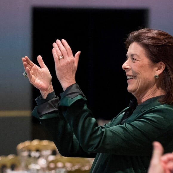 La princesse Caroline de Hanovre lors des répétitions du chanteur Taj Mahal au 64e Bal de la Rose sur le thème de Manhattan dans la Salle des Etoiles au Sporting Monte-Carlo à Monaco le 24 mars 2018 © Pierre Villard / Palais Princier / SBM via Bestimage