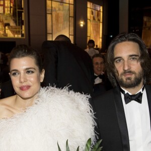 Charlotte Casiraghi et Dimitri Rassam à table lors du 64e Bal de la Rose sur le thème de Manhattan dans la Salle des Etoiles au Sporting Monte-Carlo à Monaco le 24 mars 2018. © Pierre Villard / Palais Princier / SBM via Bestimage