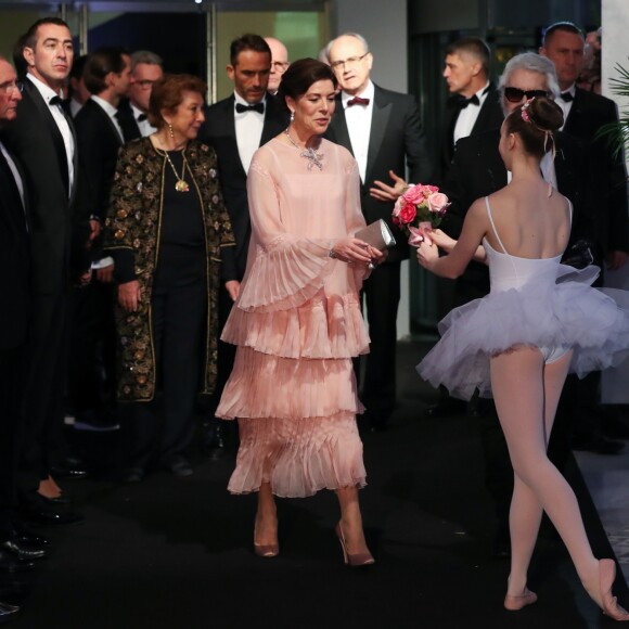 La princesse Caroline de Hanovre et Karl Lagerfeld au 64e Bal de la Rose sur le thème de Manhattan dans la Salle des Etoiles au Sporting Monte-Carlo à Monaco le 24 mars 2018. © Olivier Huitel / Pool Restreint Monaco / Bestimage