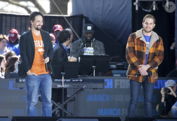 Lin-Manuel Miranda et Ben Platt - Les célébrités et des centaines de milliers de manifestants protestent contre les armes à feu (March For Our Lives) à Washington, DC, le 24 mars 2018