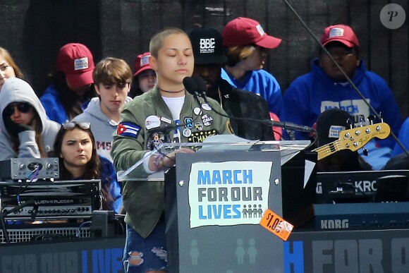 Emma Gonzalez - Les célébrités prennent la parole et protestent contre les armes à feu (March For Our Lives) à New York, le 24 mars 2018