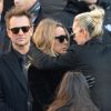 Le président Emmanuel Macron, David Hallyday, Laura Smet, Laeticia Hallyday et ses filles Joy et Jade - Arrivées des personnalités en l'église de La Madeleine pour les obsèques de Johnny Hallyday à Paris le 8 decembre 2017. © Veeren/Bestimage