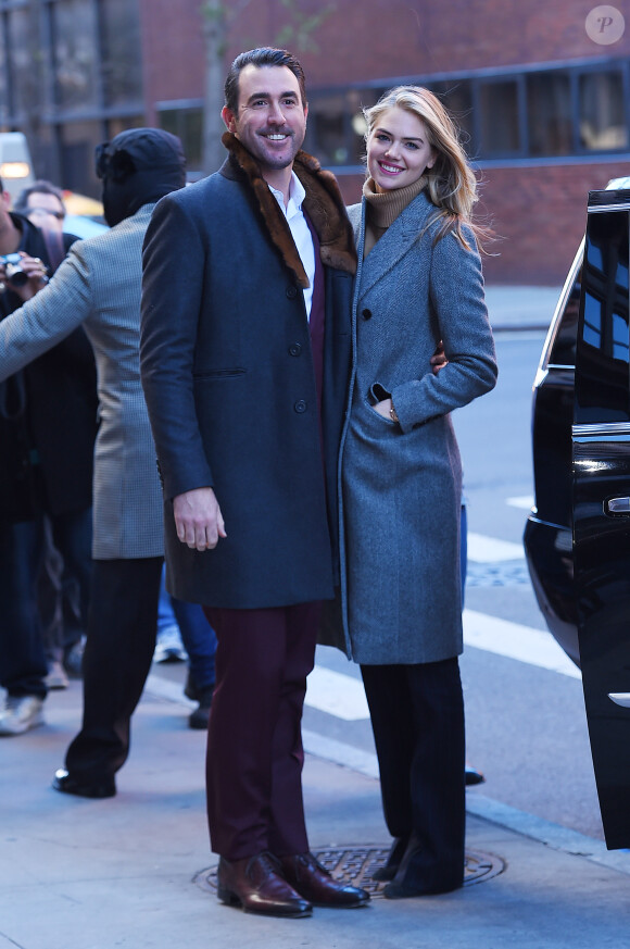 Kate Upton et son mari Justin Verlander à New York, le 17 novembre 2017.