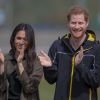 Le prince Harry et Meghan Markle ont rendu visite aux athlètes britanniques préparant les 4e Invictus Games (du 20 au 27 octobre 2018 à Sydney en Australie) sur le campus de l'Université de Bath le 6 avril 2018.