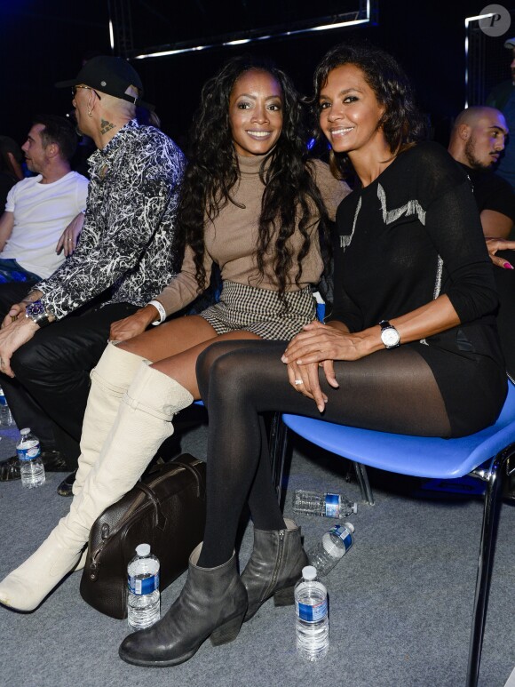 Kanails Lopes Archimede (épouse de Kool Shen) et Karine Le Marchand au match de boxe "La Conquête" Acte 4 Tony Yoka contre Cyril Léonet au Palais des sports de Paris le 7 avril 2018 (Victoire de Yoka par KO au 5e round) © Pierre Perusseau / Bestimage