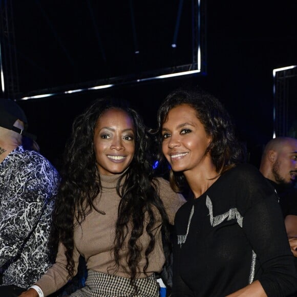 Kanails Lopes Archimede (épouse de Kool Shen) et Karine Le Marchand au match de boxe "La Conquête" Acte 4 Tony Yoka contre Cyril Léonet au Palais des sports de Paris le 7 avril 2018 (Victoire de Yoka par KO au 5e round) © Pierre Perusseau / Bestimage