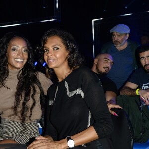 Kanails Lopes Archimede (épouse de Kool Shen) et Karine Le Marchand au match de boxe "La Conquête" Acte 4 Tony Yoka contre Cyril Léonet au Palais des sports de Paris le 7 avril 2018 (Victoire de Yoka par KO au 5e round) © Pierre Perusseau / Bestimage