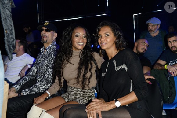 Kanails Lopes Archimede (épouse de Kool Shen) et Karine Le Marchand au match de boxe "La Conquête" Acte 4 Tony Yoka contre Cyril Léonet au Palais des sports de Paris le 7 avril 2018 (Victoire de Yoka par KO au 5e round) © Pierre Perusseau / Bestimage