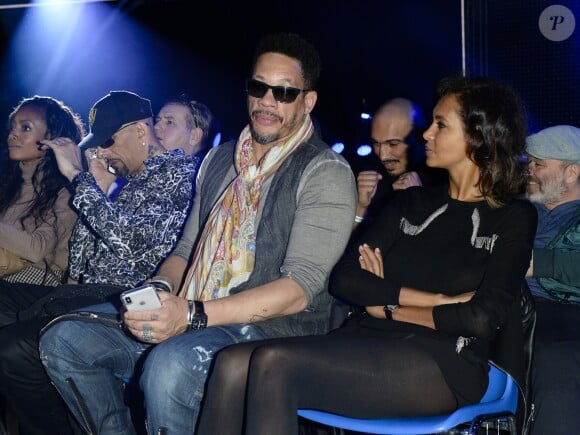 JoeyStarr et Karine Le Marchand au match de boxe "La Conquête" Acte 4 Tony Yoka contre Cyril Léonet au Palais des sports de Paris le 7 avril 2018 (Victoire de Yoka par KO au 5e round) © Pierre Perusseau / Bestimage