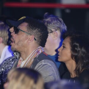 JoeyStarr et Karine Le Marchand au match de boxe "La Conquête" Acte 4 Tony Yoka contre Cyril Léonet au Palais des sports de Paris le 7 avril 2018 (Victoire de Yoka par KO au 5e round) © Pierre Perusseau / Bestimage