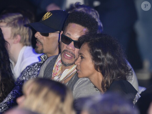 JoeyStarr et Karine Le Marchand au match de boxe "La Conquête" Acte 4 Tony Yoka contre Cyril Léonet au Palais des sports de Paris le 7 avril 2018 (Victoire de Yoka par KO au 5e round) © Pierre Perusseau / Bestimage