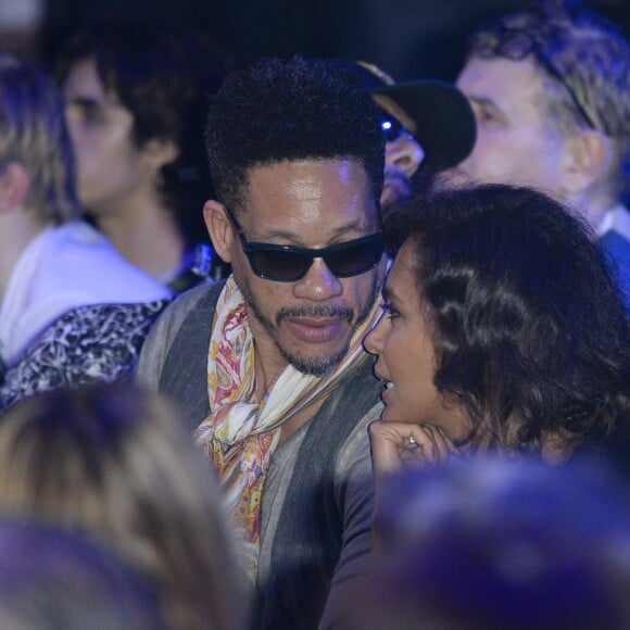 JoeyStarr et Karine Le Marchand au match de boxe "La Conquête" Acte 4 Tony Yoka contre Cyril Léonet au Palais des sports de Paris le 7 avril 2018 (Victoire de Yoka par KO au 5e round) © Pierre Perusseau / Bestimage