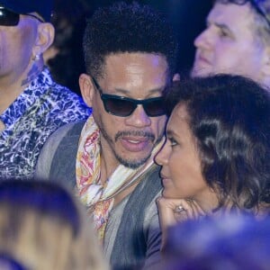 JoeyStarr et Karine Le Marchand au match de boxe "La Conquête" Acte 4 Tony Yoka contre Cyril Léonet au Palais des sports de Paris le 7 avril 2018 (Victoire de Yoka par KO au 5e round) © Pierre Perusseau / Bestimage