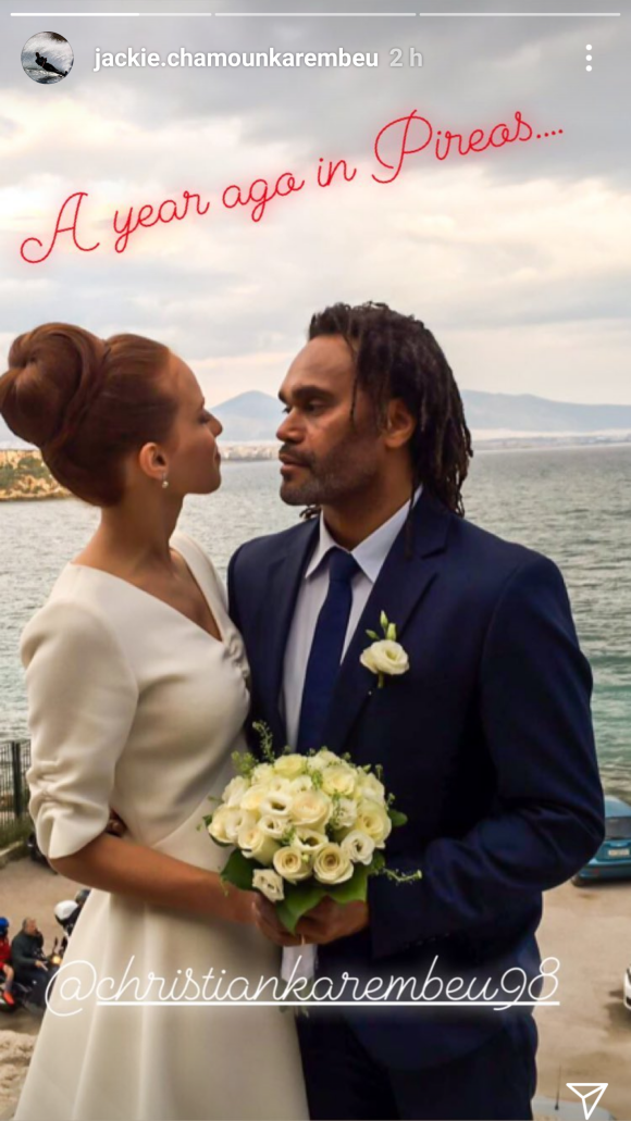 Jackie Chamoun Karembeu dévoile deux photo de son mariage avec Christian Karembeu sur Instagram, avril 2018.