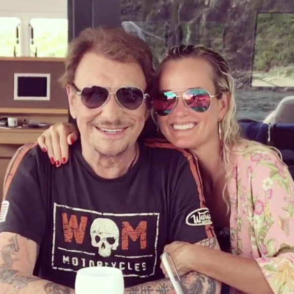 Johnny et Laeticia Hallyday au temps du bonheur à Saint-Barthélemy. Août 2018.