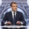 Le président de la République Emmanuel Macron lors de son interview en direct par les journalistes Jean-Jacques Bourdin, pour BFMTV et RMC, et Edwy Plenel, directeur de Mediapart au palais Chaillot, à Paris, France, le 15 avril 2018. © Eliot Blondet/Pool/Bestimage