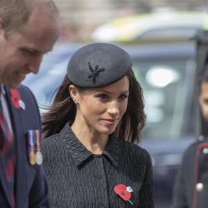 Meghan Markle et le prince Harry ont été rejoints par le prince William pour le service commémoratif de l'ANZAC Day en l'abbaye de Westminster, le 25 avril 2018 à Londres.