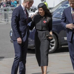 Meghan Markle et le prince Harry ont été rejoints par le prince William pour le service commémoratif de l'ANZAC Day en l'abbaye de Westminster, le 25 avril 2018 à Londres.