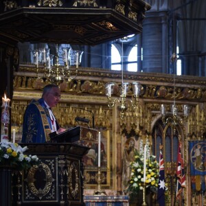 Le prince William, Meghan Markle et le prince Harry étaient réunis le 25 avril 2018 en l'abbaye de Westminster à Londres pour la messe commémorative de l'ANZAC Day. © Eddie Mulholland/Daily Telegraph/PA Wire/Abacapress.com