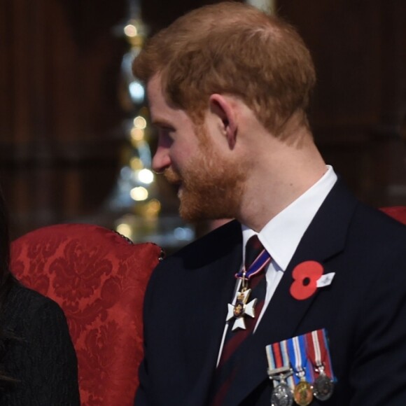 Le prince William, Meghan Markle et le prince Harry étaient réunis le 25 avril 2018 en l'abbaye de Westminster à Londres pour la messe commémorative de l'ANZAC Day. © Eddie Mulholland/Daily Telegraph/PA Wire/Abacapress.com