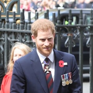 Le prince William, Meghan Markle et le prince Harry le 25 avril 2018 à l'abbaye de Westminster à Londres pour la messe commémorative de l'ANZAC Day. © Jonathan Brady/PA Wire/Abacapress.com