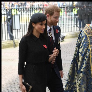 Meghan Markle et le prince Harry le 25 avril 2018 à l'abbaye de Westminster à Londres pour la messe commémorative de l'ANZAC Day.