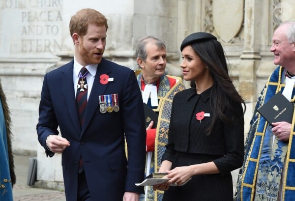 Le prince Harry et Meghan Markle le 25 avril 2018 à l'abbaye de Westminster à Londres pour la messe commémorative de l'ANZAC Day. 