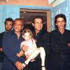 Alexandre Devoise, Jean-Luc Delarue, Philippe Vecchi et Hubert Boukobza (ancien patron des Bains-Douches) font la fête à Saint-Tropez, le 24 août 1998.