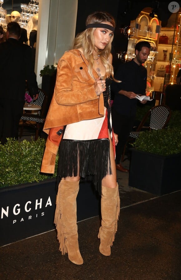 Paris Jackson assiste à la soirée d'ouverture du magasin Longchamp sur la 5th Avenue à New York, le 3 mai 2018.