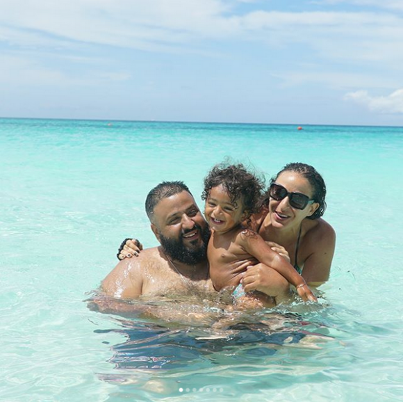 DJ Khaled, sa fiancée Nicole et leur fils Asahd en vacances aux Bahamas. Mai 2018.