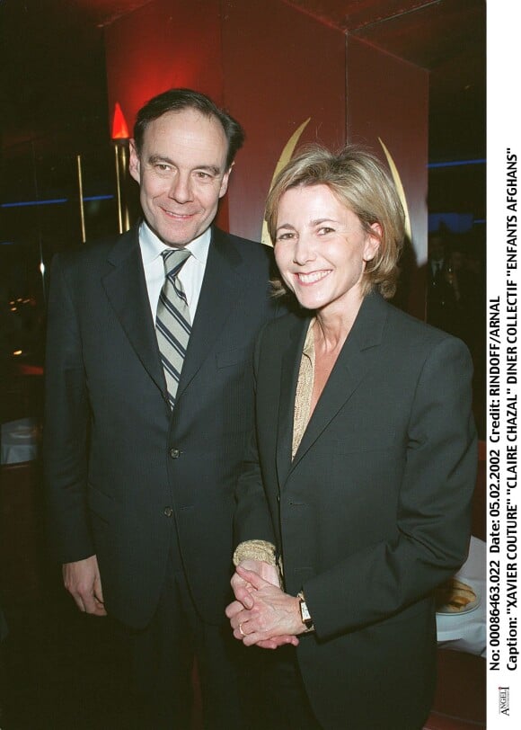 Xavier Couture et Claire Chazal lors d'un dîner caritatif en février 2002