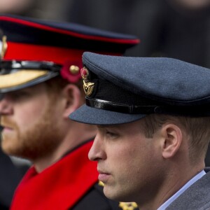 Le prince Harry, barbu, lors de la cérémonie du Remembrance Sunday à Londres le 12 novembre 2017.