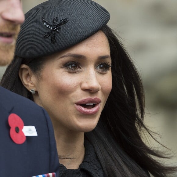 Le prince Harry et Meghan Markle à l'abbaye de Westminster pour le service commémoratif de l'ANZAC Day à Londres le 25 avril 2018