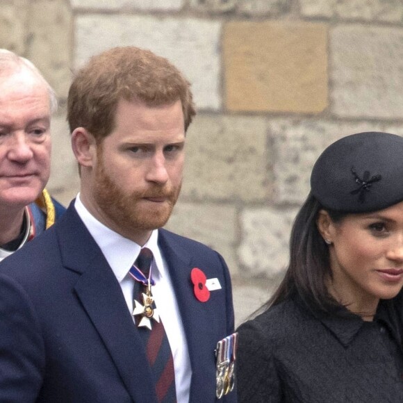 Le prince Harry et Meghan Markle à l'abbaye de Westminster pour le service commémoratif de l'ANZAC Day à Londres le 25 avril 2018
