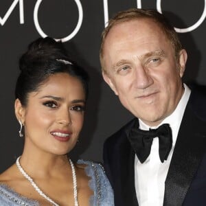 Salma Hayek avec son mari François-Henri Pinault au photocall du dîner "Kering: Women in Motion Awards", qui a lieu Place de la Castre, lors du 71ème Festival International du Film de Cannes, le 13 mai 2018.