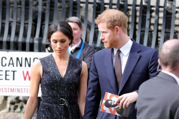Le prince Harry et sa fiancée Meghan Markle ont assisté à l'office religieux en mémoire de Stephen Lawrence, un jeune homme noir britannique tué en 1993 à l'âge de 18 ans lors d'un meurtre raciste, à l'église St Martin-in-the-Fields à Londres, Royaume Uni, le 23 avril 2018.