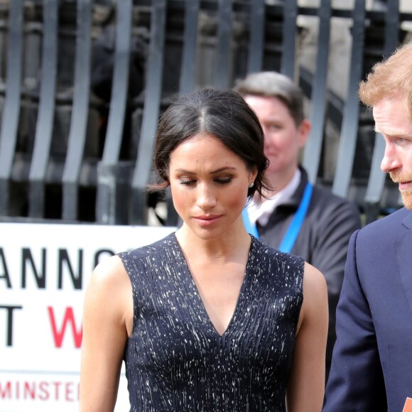 Le prince Harry et sa fiancée Meghan Markle ont assisté à l'office religieux en mémoire de Stephen Lawrence, un jeune homme noir britannique tué en 1993 à l'âge de 18 ans lors d'un meurtre raciste, à l'église St Martin-in-the-Fields à Londres, Royaume Uni, le 23 avril 2018.