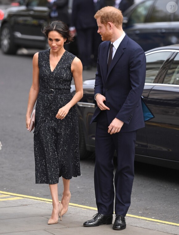 Le prince Harry et sa fiancée Meghan Markle - Célébrités assistent à l'office religieux en mémoire de Stephen Lawrence, un jeune homme noir britannique tué en 1993 à l'âge de 18 ans lors d'un meurtre raciste, à l'église St Martin-in-the-Fields à Londres, Royaume Uni, le 23 avril 2018.