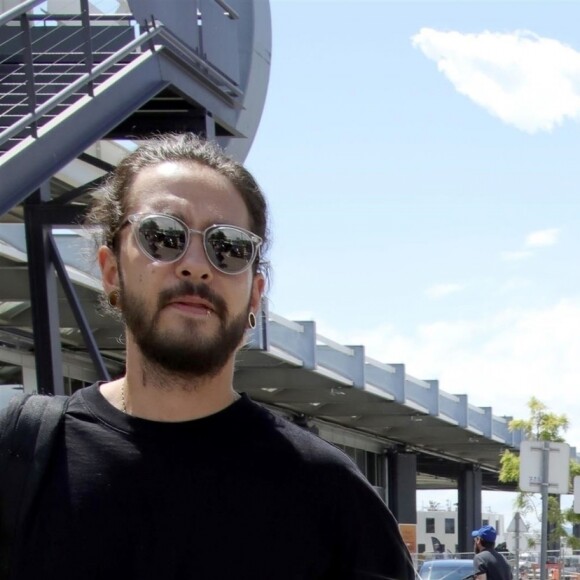 Exclusif - Heidi Klum et son compagnon Tom Kaulitz arrivent à l'aéroport de Nice lors du 71ème Festival International du Film de Cannes, le 16 mai 2018.