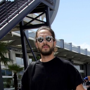 Exclusif - Heidi Klum et son compagnon Tom Kaulitz arrivent à l'aéroport de Nice lors du 71ème Festival International du Film de Cannes, le 16 mai 2018.