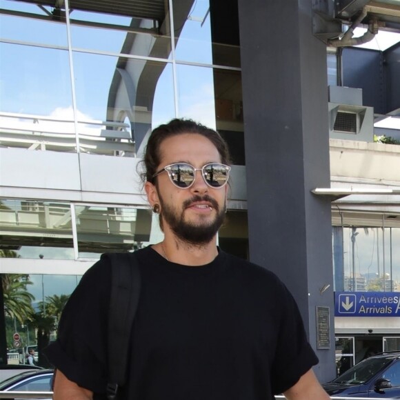 Exclusif - Heidi Klum et son compagnon Tom Kaulitz arrivent à l'aéroport de Nice lors du 71ème Festival International du Film de Cannes, le 16 mai 2018.