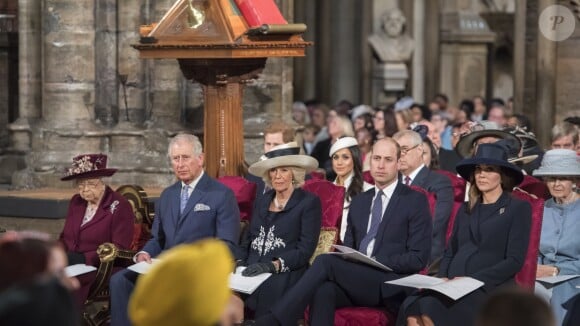Le prince Charles conduira Meghan Markle à l'autel de la chapelle St George à Windsor pour son mariage avec le prince Harry le 19 mai 2018. Ici, la famille royale réunie en l'abbaye de Westminster le 12 mars 2018 pour le Commonwealth Day.
