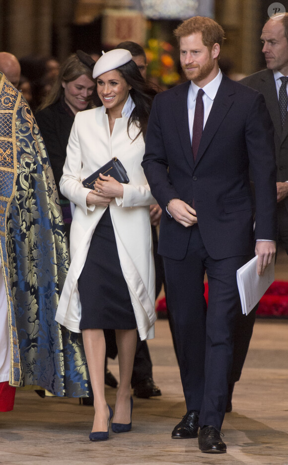 Meghan Markle avec le prince Harry à l'abbaye de Westminster le 12 mars 2018 lors du Commonwealth Day.